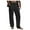 Black, variant on Mens Cotton Linen Pants Loose Fit Drawstring Elastic Waist Trousers with Deep Pockets Lightweight Beach Summer Fashion Pants 5XL