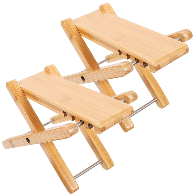 FUTUREORYY 2Pcs Poop Stool for Bathroom Adults Bamboo Rectangular Footrest 9.43x5.50x5.50in