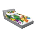 thumbnail image 2 of Ambesonne Colorful Fitted Sheet & Pillow Sham Set, Palms Tropical Plants, Twin, Multicolor, 2 of 2