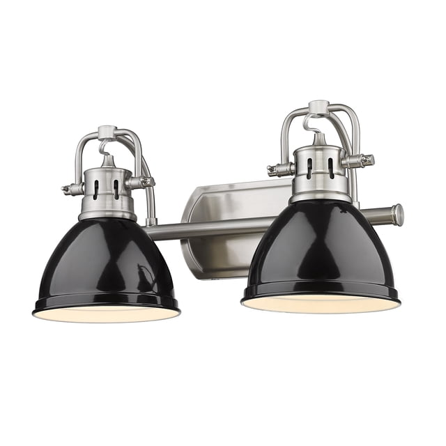 Golden Lighting Duncan 2-Light Metal Bath Vanity in Pewter/Black