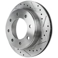 thumbnail image 2 of New Cross-drilled Brake Disc Compatible With Chevrolet Express 3500 LT 8 Cyl 6.0L Express 3500 Base 8 Cyl 6.6L Express 2500 Base 6 Cyl 4.3L 2003-2022 By 19326 41243 55057 55120, 2 of 6
