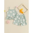 thumbnail image 3 of CIYCuIT Toddler Baby Girls Sweet 2Pcs Summer Outfits Flower Print Sleeveless Cami Tops with Elastic Waist Shorts 6M 12M 18M 24M 3T Infant Casual Short Pants Sets, 3 of 8