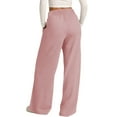 thumbnail image 5 of VBVC No Boundaries Women's Drawstring Wide Leg Sweatpants,Ladies High Waist Joggers Trouser With Pockets,Oversized Seamed Front Pants For Womens,Pink,SizeXL, 5 of 9
