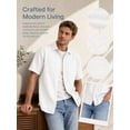 thumbnail image 3 of Oalirro Men's Short Sleeve Casual Button Down Shirt – Lightweight Breathable Cotton, Two Chest Pockets, Classic Collar, Solid White, Regular Fit for Summer Wear, 3 of 11