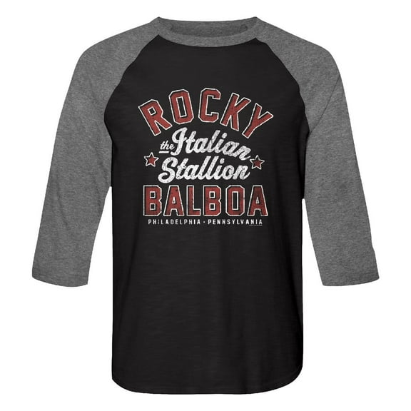 Rocky The Italian Stallion Vintage Heather Adult Raglan Baseball T-Shirt