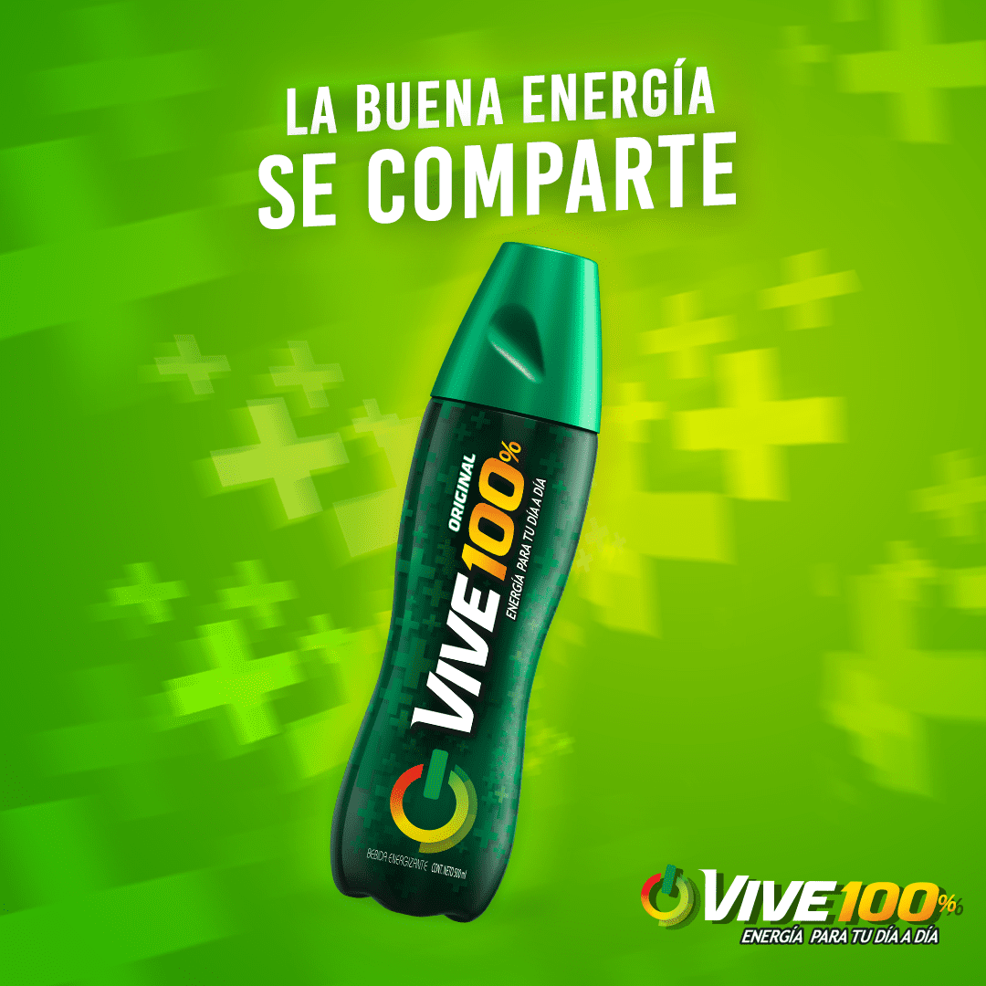 VIVE 100 Original Energy Drink 380ml (Pack of 2) – Guaraná & Tea Extract – Refreshing Colombian Energy Boost