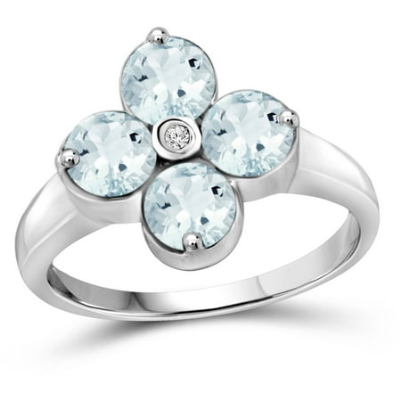 JewelersClub 1.80 Carat T.G.W. Aquamarine Gemstone and White Diamond Accent Sterling Silver Ring