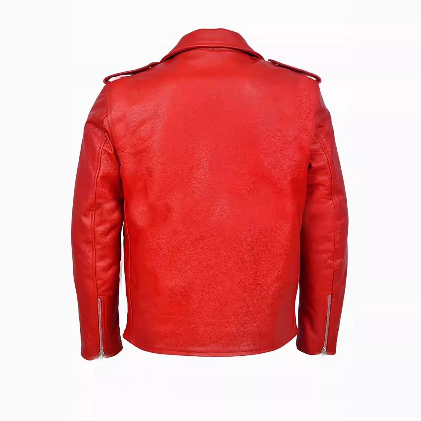 Maoxin Men Leather Jacket Men's Motorcycle Leather Jacket Top With Zipper Plus Size Leather Jackets for men Red 2XL