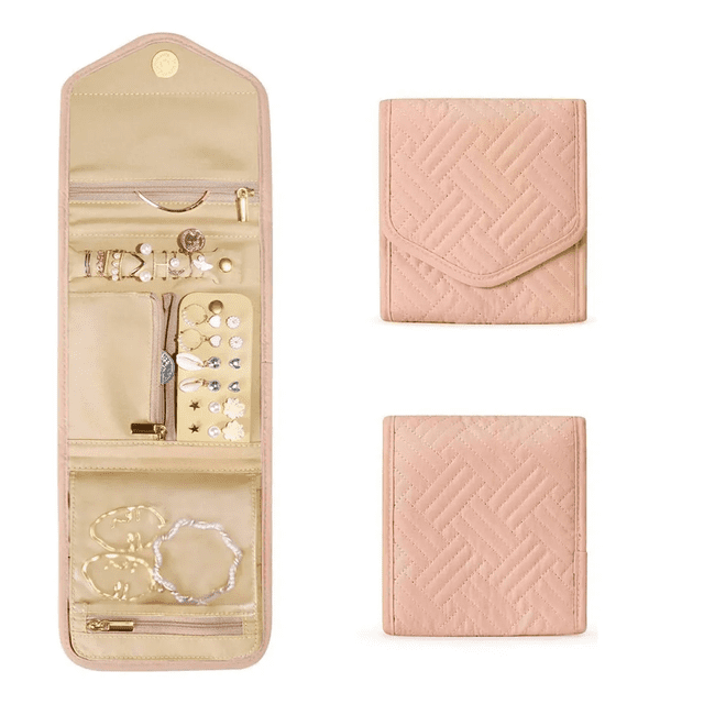 Bolsa Organizadora De Joyas Para Viaje Alhajero Plegable Xtellar rosa