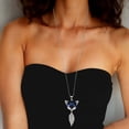 thumbnail image 4 of Ofertas Únicas 1 Pc Collar de Suéter Largo Ajustable Collar de Colgante Largo Totalmente Engastado en Diamantes 31.89" Tono Azul Plateado, 4 of 5