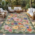 thumbnail image 2 of Green Boho Flower Outdoor Rug for Patio/Deck/Porch, Non-Slip Large Area Rug 6 x 9 Ft, Spring Watercolor Country Floral Plant Indoor Outdoor Rugs Washable Area Rugs, Camping Rug Carpet Runner, 2 of 8
