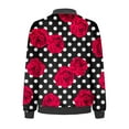thumbnail image 4 of Womens Jackets Polka Dot Floral Zipper Bomber Fashion Long Sleeve Windbreaker Outerwear Trendy Clothes, 4 of 5