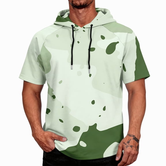 OIOLOYJM Sun Protection Shirts for Men Quick Dry Lightweight Uv Protection Rash Guard Camo Short Sleeve Hoodies Summer Hiking Fishing Clothes Light Green L