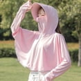 thumbnail image 3 of Mdesiwst Women Sunscreen Coat Zipper Opening Hooded Face Nack Protection Ice Silk Anti-UV Loose Thin Soft Breathable Long Sleeve Color Matching Cycling Camping Jacket, 3 of 7