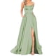 thumbnail image 3 of Vestidos de invitada de boda Prolriy para mujer 2024, elegantes vestidos largos sin espalda para mujer, de satén Crisn, con espagueti, para fiesta de graduación, con abertura lateral, vestido de, 3 of 6