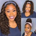 thumbnail image 2 of Peluca con diadema Youngirl, marrón chocolate, ondulado profundo, cabello humano, 2 of 8