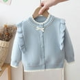thumbnail image 6 of QQAMB Girls Cardigan Sweater Button Down Crewneck Cute Ruffle Long Sleeve with Pockets Solid Color Knit Tops, 6 of 8