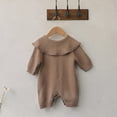 thumbnail image 5 of Youmylove Toddler Baby Autumn/Winter Sweater Jumpsuit For Boys Girls Large Lapel Collar Cotton Knit Sweater Up Baby Long Sleeve Romper Jumpsuit Crawling Clothes Hat Set Comfy Stylish, 5 of 6