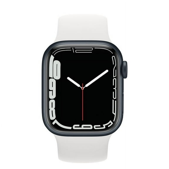 Pre-Owned Apple Watch Series 7 GPS   Cellular 41mm Smart Watch w/ Midnight Aluminum Case with White Sport Band