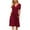 wine red, variant on Pretty Comy Women's V-neck Short Sleeve Loose Pocket Solid Color  Mid Dress