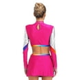 thumbnail image 2 of Alvivi Costume de Cheerleading pour Femmes Robe d'Uniforme Ensemble 2 Pcs Haut Court à Manches Longues avec Mini-Jupe Rose Vif P, 2 of 6