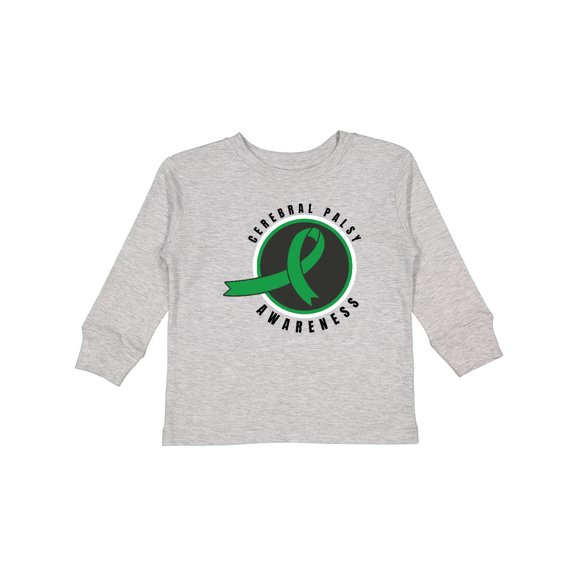 Inktastic Cerebral Palsy Awareness Green Ribbon Badge Boys or Girls Long Sleeve Toddler T-Shirt