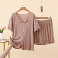 thumbnail image 5 of WRKEKC Pajama Shorts Set for Women Short Sleeve Top with Elastic Waist Shorts Sleepwear Loungewear Pajamas Sleep Set, 5 of 5