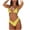 Yellow, variant on Jamicy Womens Swimwear 2025 Summer New Women's 2 Piece Halter Bikini Sets Solid Ruched Self-Tie Back Swimwear with Bottoms Bathing Suit Swimsuit