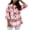 Pink, variant on IROINNID Women's Comfy Mid-Length Jacket Turndown Lapel Plaid Shacket Long Sleeve Button Down Outwear , Pink