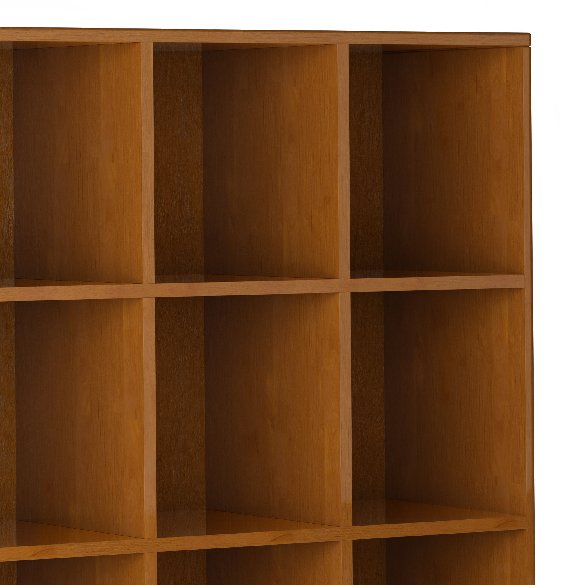 Simpli Home Harper SOLID HARDWOOD 58 inch x 42 inch Mid Century Modern Cube Storage Bookcase with Drawers in Teak Brown