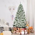 thumbnail image 3 of Gymax 6ft Snow Flocked Christmas Tree Hinged Artificial Pine Tree w/ Metal Stand, 3 of 10