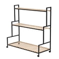 thumbnail image 3 of Naierhg Rustic Plant Stand with Wheels, Rolling Plant Shelf Indoor Outdoor, Metal Plant Rack with Solid Wood for Multiple Plants, 3 Tier Ladder Plant Flower Shelf for Garden, Living Room, Brown Black, 3 of 7