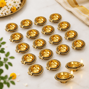 50 Classic Brass Diyas for Pooja Diwali Decoration and Return Gifts