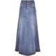 thumbnail image 1 of Falda larga de mezclilla para mujer de talle medio desgastada, con volantes, falda larga de mezclilla azul (01 Light Blue) XS azul (01 Light Blue) XS Xishao ropa, 1 of 2
