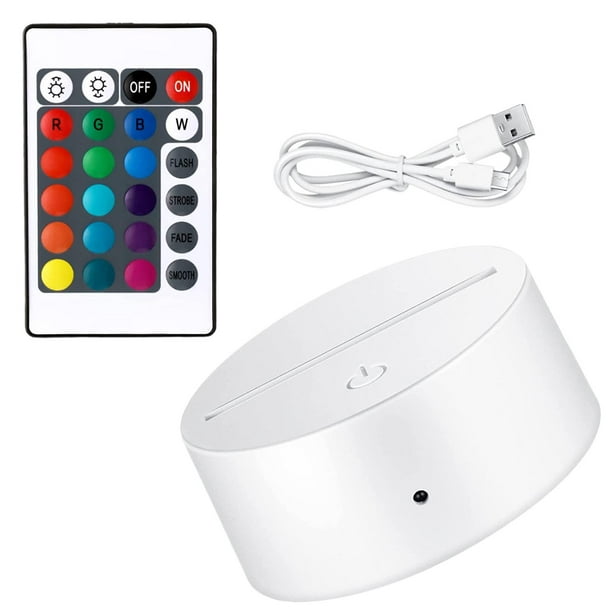 Base de lámpara LED 3D perfecl para restaurante habitación infantil vidrio de resina 16 colores
