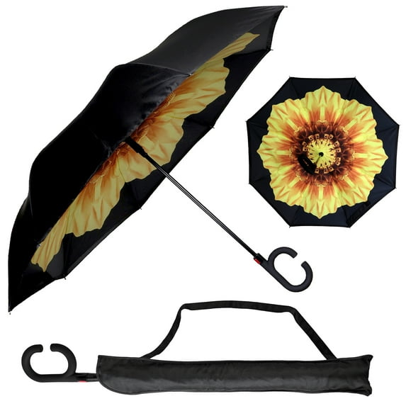 Urban Den Inverted Umbrella for Heavy Rain | UV Umbrella | Sun Protection | Auto Open Close | Hands Free Sunflower