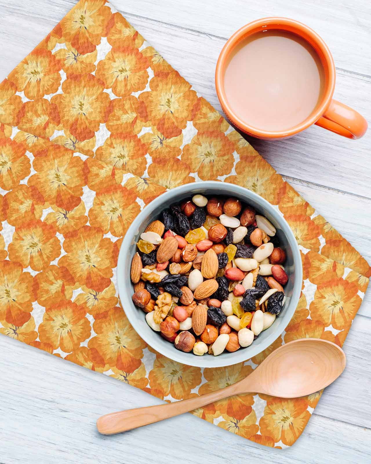 Spring Floral Kitchen Dish Towels for Drying Dishes Set of 2, Orange Country Retro Botanical Pastoral Waffle Weave Microfiber Terry Hand Tea Bathroom Towels Quick Dry & Absorbent Towel 12x12