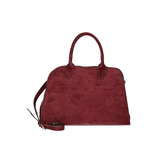 Time and Tru Women's Sage Satchel Soft Faux Suede Tote Bag, Wine