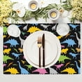 thumbnail image 3 of Colorful Dinosaur Placemats Set of 4, 12x18 Inch Non-Slip Washable Heat Resistant Linen Fabric Table Mats,Place Mats for Holiday Party, 3 of 7