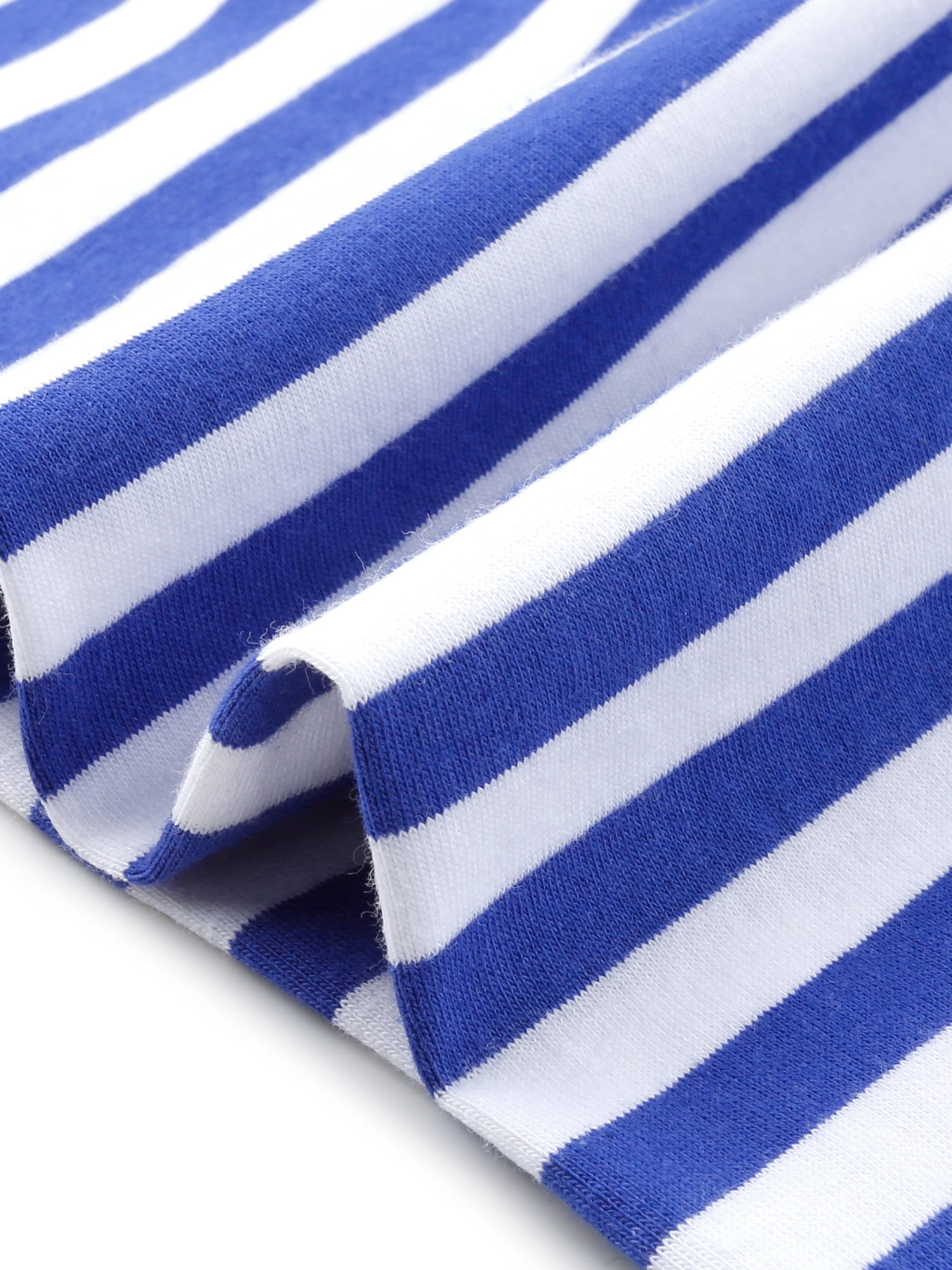 DARING DIVA Women's Tights High Waist Elastic Waistband Pants S White Royal Blue-Stripe