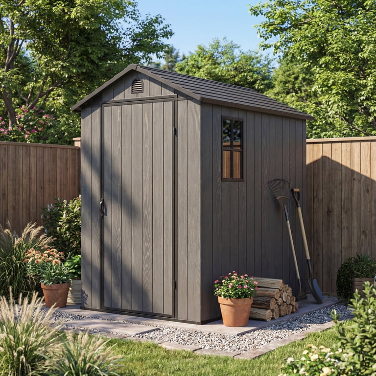 Homall 4x6ft Outdoor Plastic Storage Shed,Resin Shed with Lock