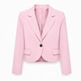 thumbnail image 5 of CHGBMOK Women Plus Size Cropped Blazer 3/4 Sleeve Lapel One Button Casual Short Suit Jacket Solid Color Business Office Outerwear, 5 of 9