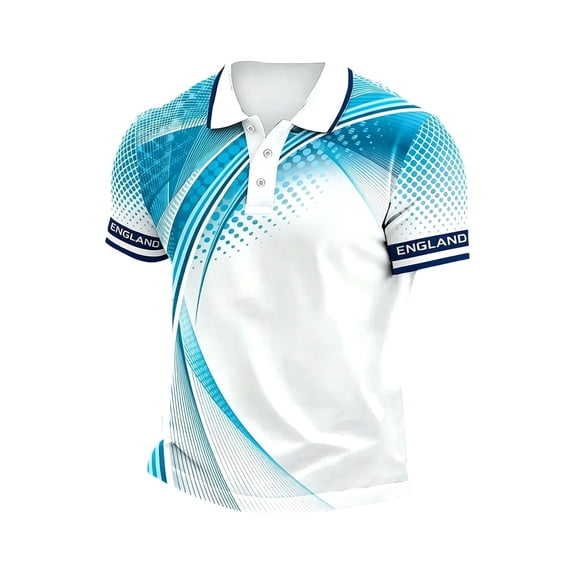 LNZGNM Soccer Jersey for Men Short Sleeve Soccer Print Polo Shirt,Graphic Sports Jersey for Match Day Fan Outfit,Blue(XXXL)