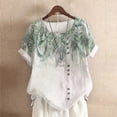 thumbnail image 2 of Boho Tops for Women White Cotton-Linen Raglan Business Work Blouse Water Resistant Spring Outfits Trendy Vacation Clothes, Green,L, 2 of 4