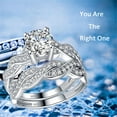 thumbnail image 3 of MABELLA 1.28 Carat TCW Round Cut CZ 925 Sterling Silver Wedding Rings Bridal Set Size 9, 3 of 9
