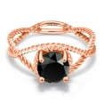 thumbnail image 3 of Gem Stone King 1.80 Ct Round Black Diamond 18K Rose Gold Plated Silver Ring, 3 of 6