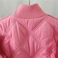 thumbnail image 4 of Jinhomg Thin Puffer Coat for Women Lightweight Comfy Full-Zip Stand Collar Outerwear Fall Casual Warm Long Sleeve Padded Jacket with Pockets Sales Today Clearance Pink L, 4 of 10