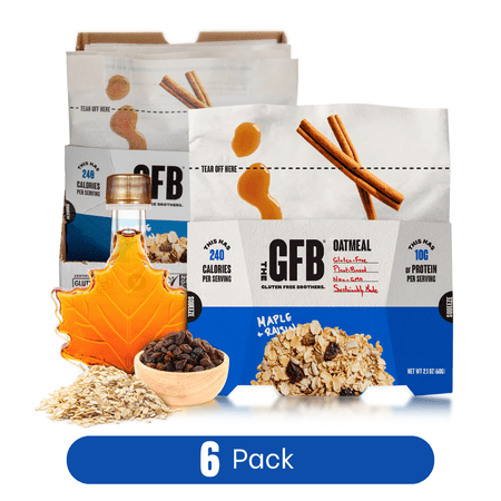 The Gluten Free Brothers Protein Oatmeal Cups Maple Raisin Vegan 6 Count 2 oz