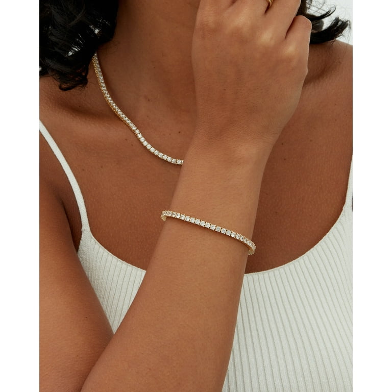 PAVOI 14K Gold Plated Cubic Zirconia Classic Tennis Bracelet