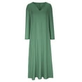 thumbnail image 4 of IROINNID Maxi Dress for Women Strapless V-Neck Shift Dress Winter V-Neck Long Sleeve Button Long Dress ,Green, 4 of 6